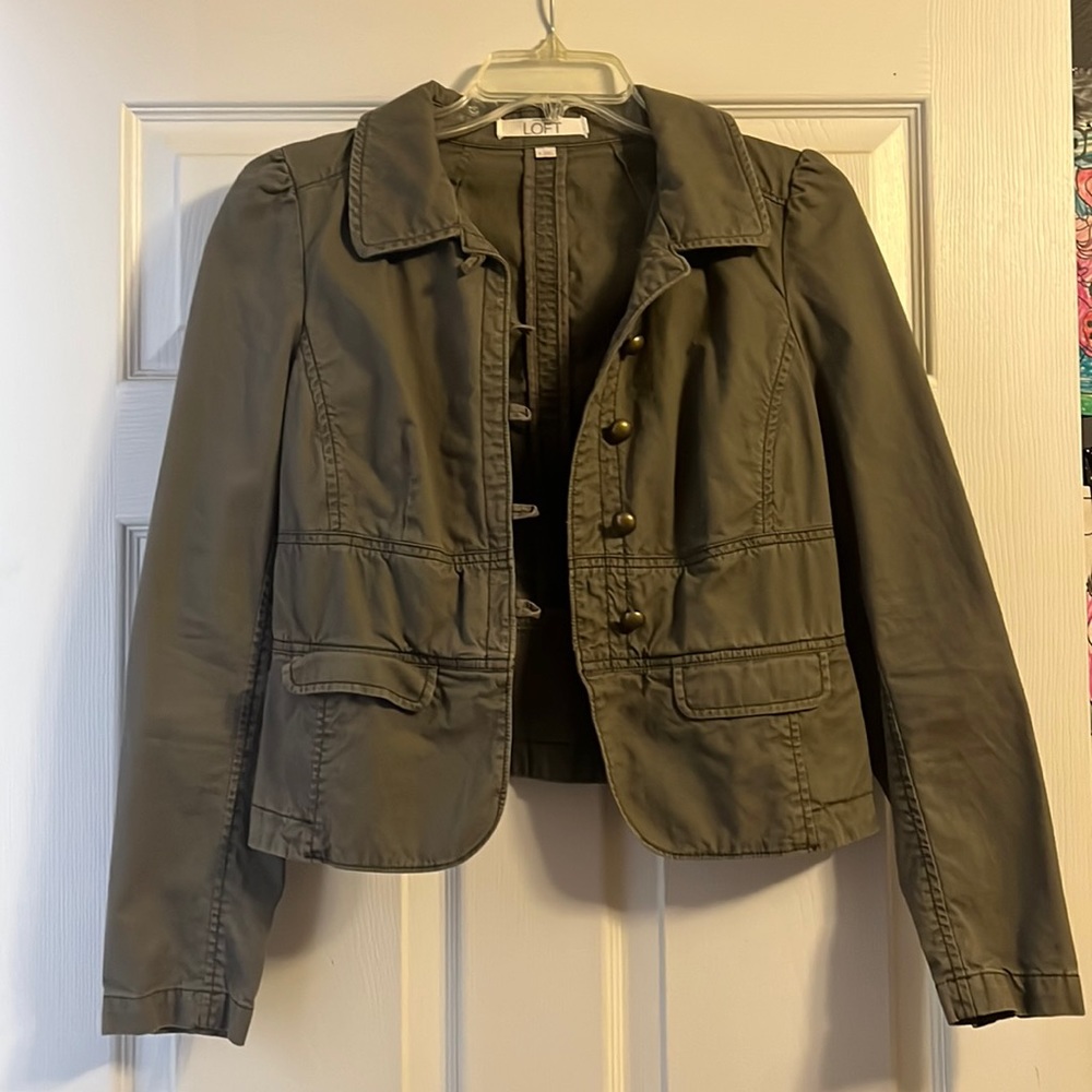 Ann Taylor blazer, army green, size 4
